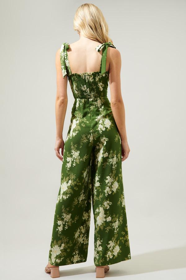 Sugarlips Vetiver Floral Dume Wide Leg Jumpsuit