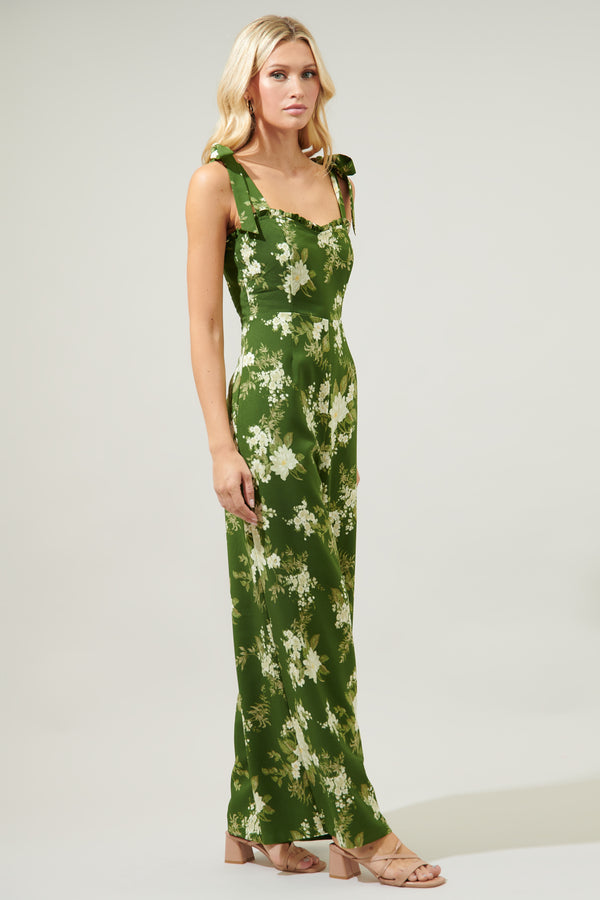 Sugarlips Vetiver Floral Dume Wide Leg Jumpsuit