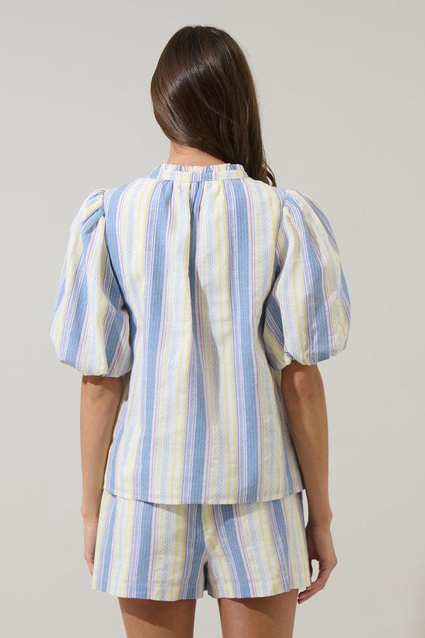 Sugarlips Vexie Striped Gretna Ruffle Blouse