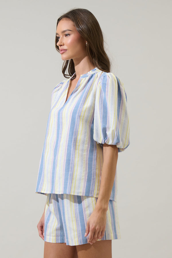 Sugarlips Vexie Striped Gretna Ruffle Blouse