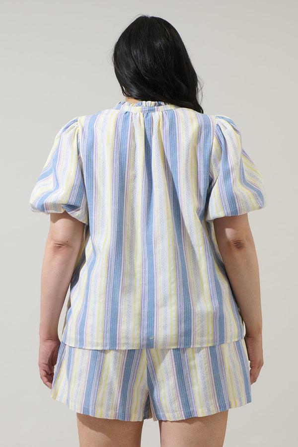 Sugarlips Vexie Striped Gretna Ruffle Blouse Curve
