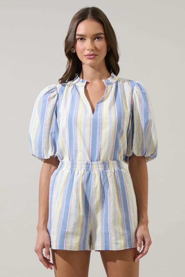 sugarlips Vexie Striped Gretna Ruffle Blouse