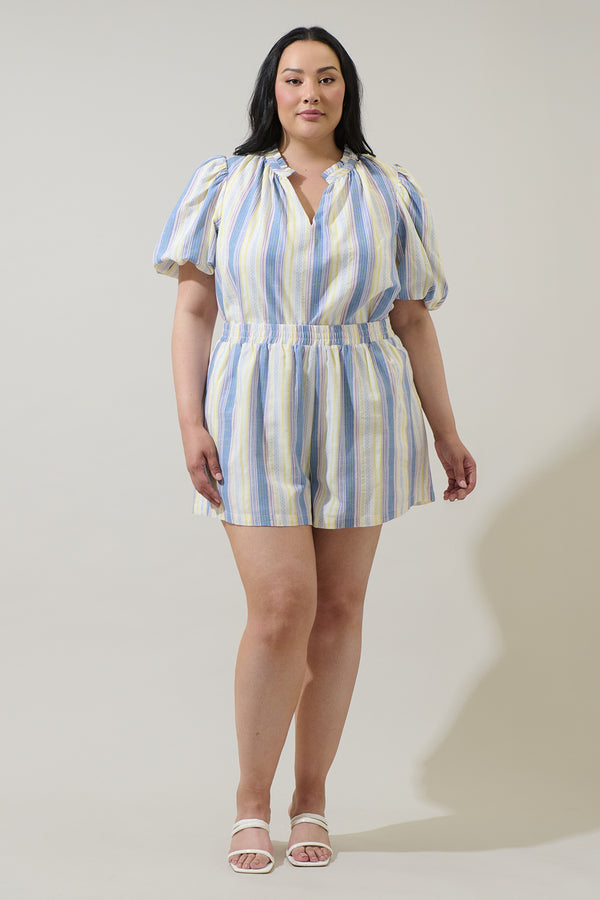 Sugarlips Vexie Striped High Waisted Shorts Curve