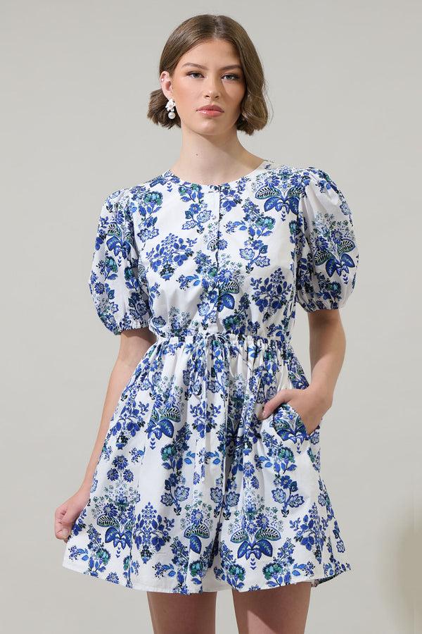 Sugarlips Viara Floral Alba Puff Sleeve Mini Dress