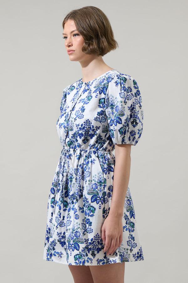 Sugarlips Viara Floral Alba Puff Sleeve Mini Dress