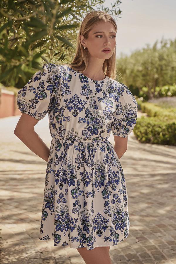 sugarlips Viara Floral Alba Puff Sleeve Mini Dress