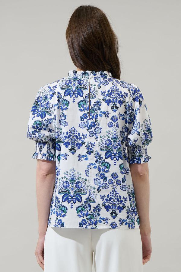 Sugarlips Viara Floral Baretta Short Sleeve Blouse