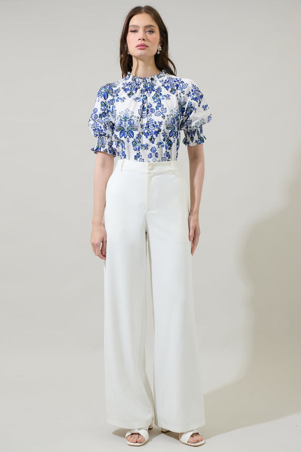 Sugarlips Viara Floral Baretta Short Sleeve Blouse