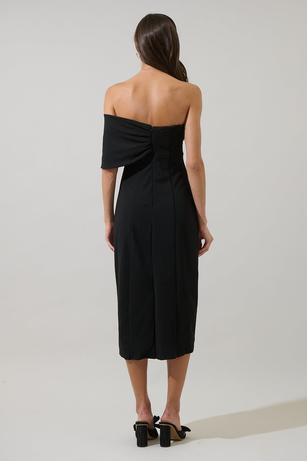 Sugarlips Vibiana Bow One Shoulder Midi Dress