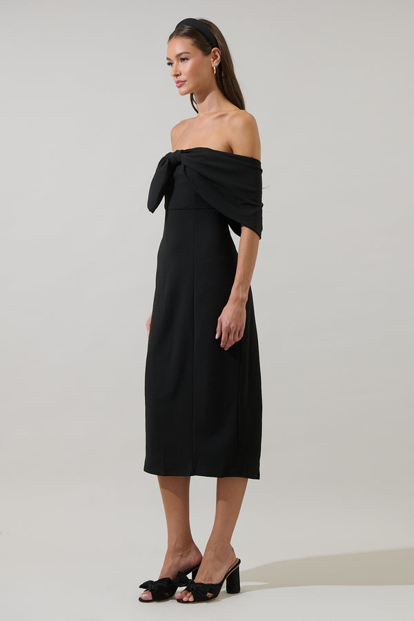 Sugarlips Vibiana Bow One Shoulder Midi Dress
