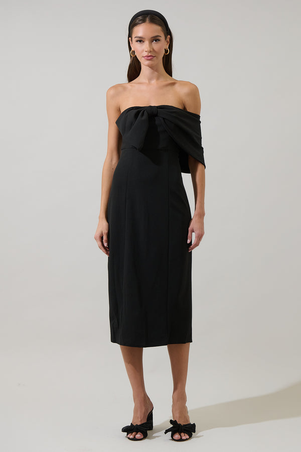 sugarlips Vibiana Bow One Shoulder Midi Dress