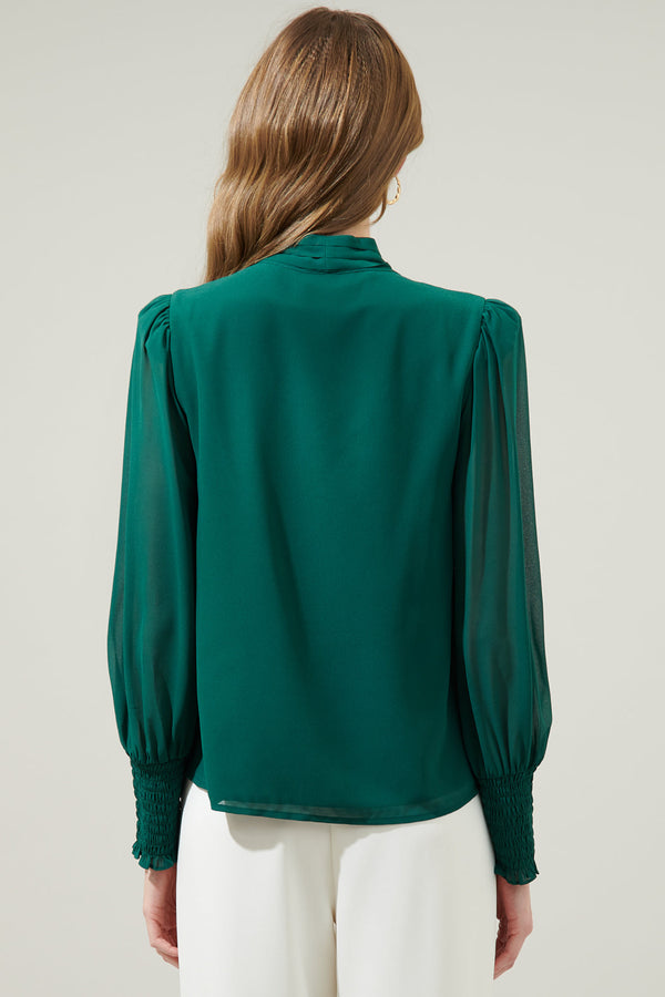 Sugarlips Vicente Tie Neck Long Sleeve Blouse