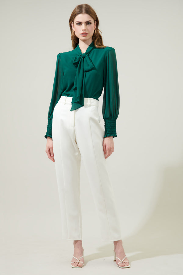 Sugarlips Vicente Tie Neck Long Sleeve Blouse