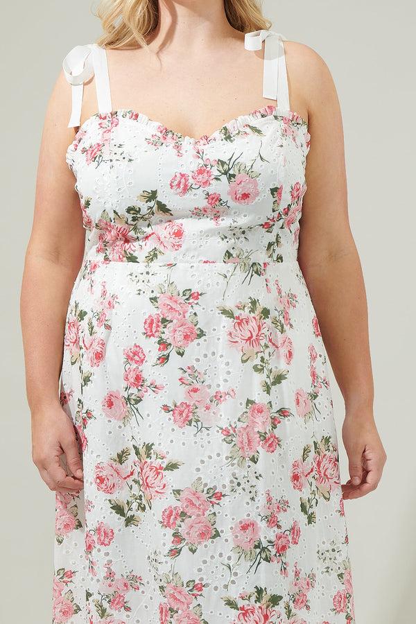 Sugarlips Villa Garden Eyelet Midi Dress Curve