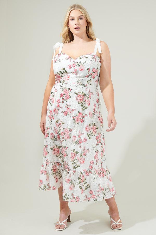 sugarlips Villa Garden Eyelet Midi Dress Curve