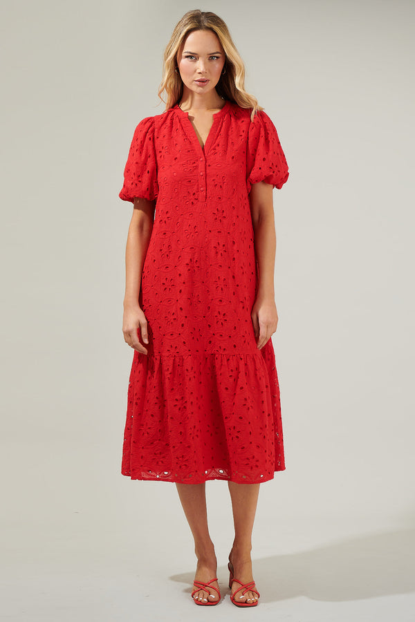 Sugarlips Villa Nova Eyelet Midi Dress