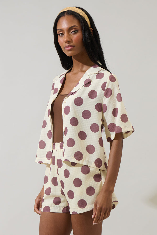 Sugarlips Violda Dot Button Down Top