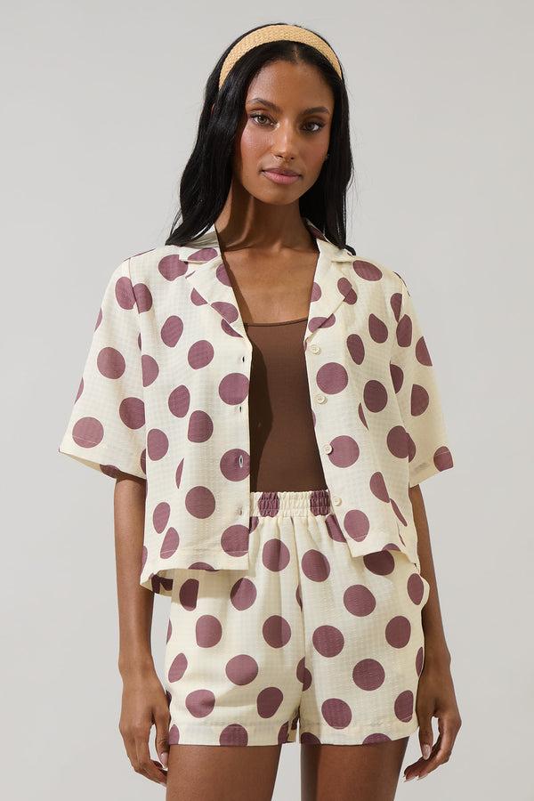 sugarlips Violda Dot Button Down Top