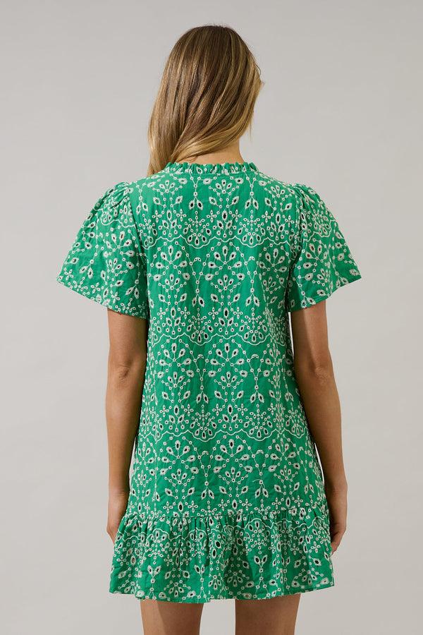 Sugarlips Viridiana Floral Eyelet Mini Dress