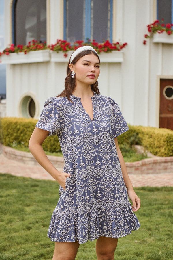 Sugarlips Viridiana Floral Eyelet Mini Dress