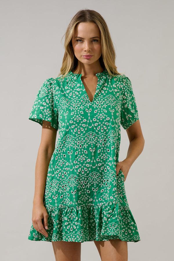 sugarlips Viridiana Floral Eyelet Mini Dress