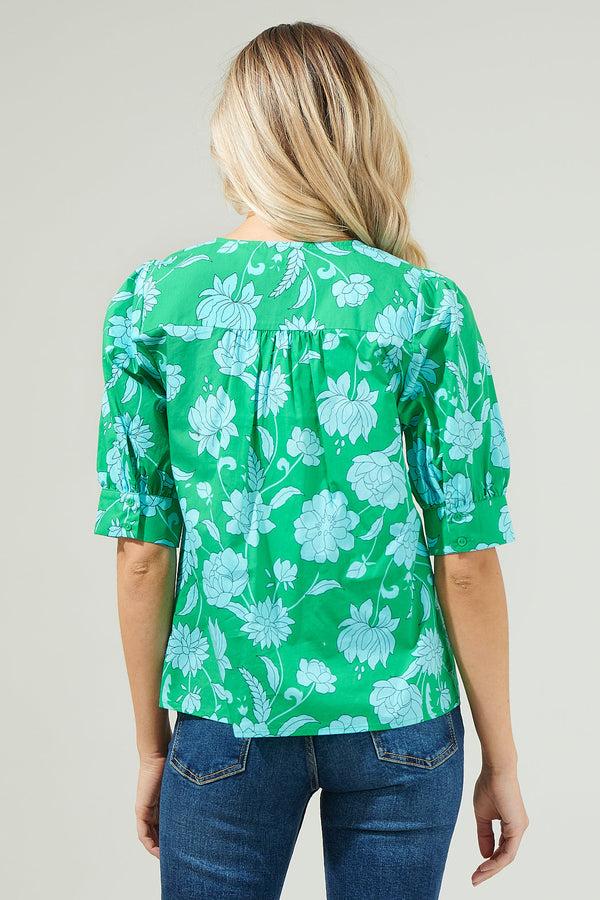 Sugarlips Waterlilly Floral Balloon Sleeve Top