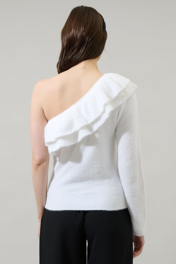 Sugarlips Wayne Ruffle One Shoulder Sweater Top