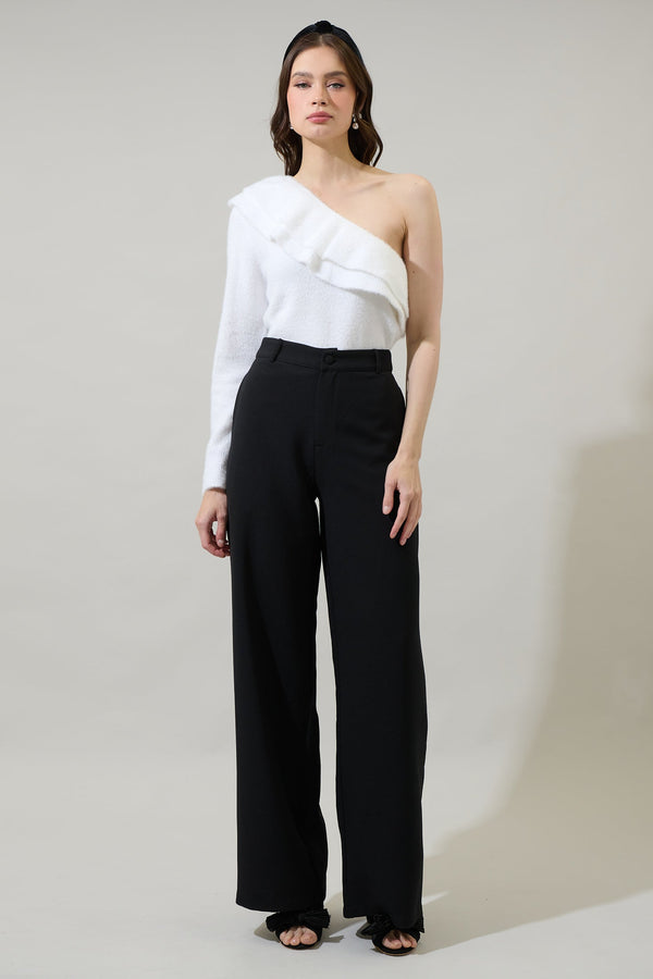 Sugarlips Wayne Ruffle One Shoulder Sweater Top