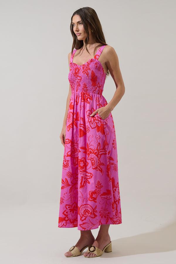 Sugarlips Weirly Floral Panola Smocked Maxi Dress