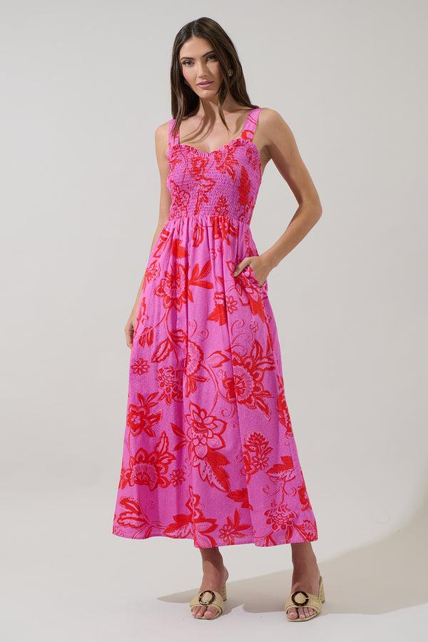 sugarlips Weirly Floral Panola Smocked Maxi Dress