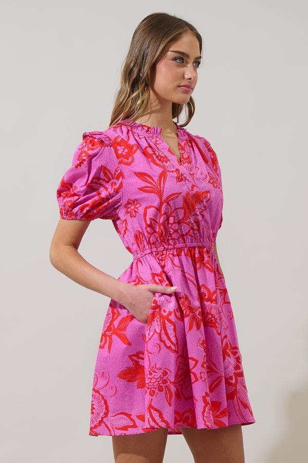 Sugarlips Weirly Floral Poplin Mini Dress