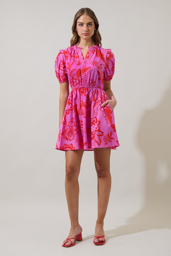 Sugarlips Weirly Floral Poplin Mini Dress