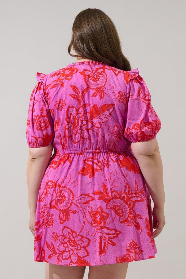 Sugarlips Weirly Floral Poplin Mini Dress Curve