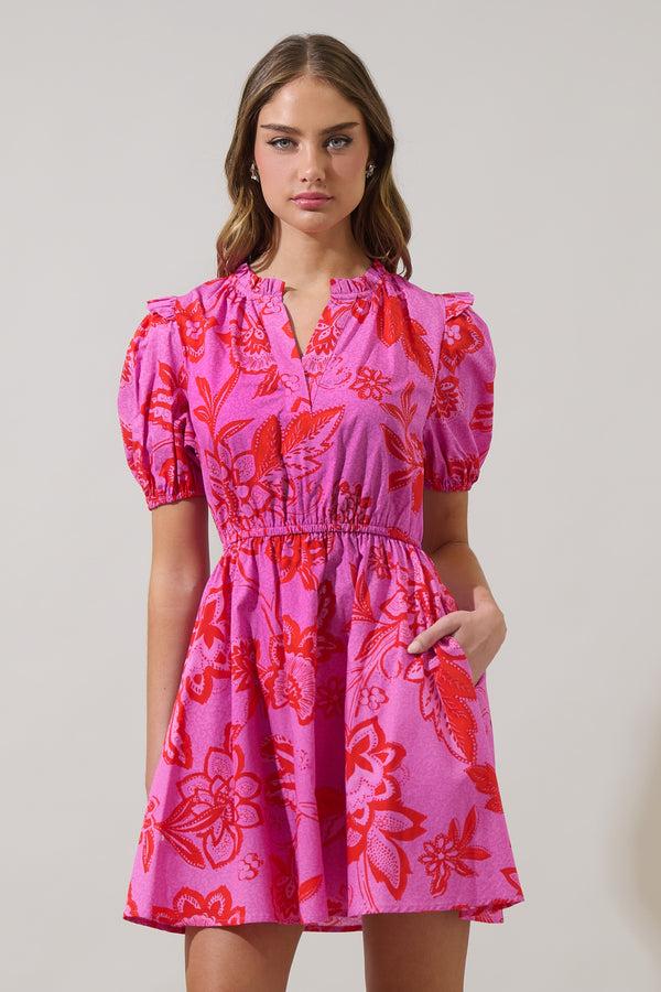 sugarlips Weirly Floral Poplin Mini Dress