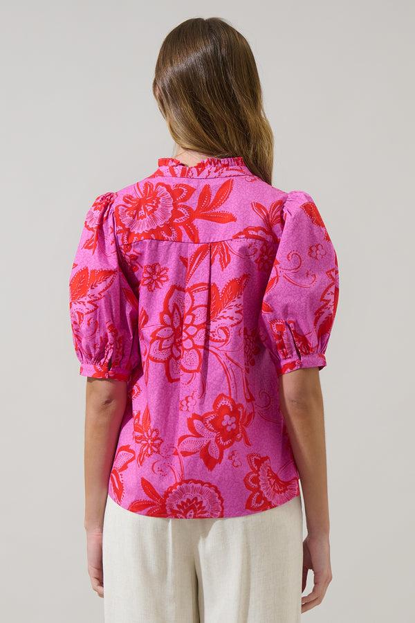 Sugarlips Weirly Floral Terri Puff Sleeve Top