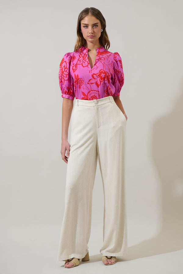 Sugarlips Weirly Floral Terri Puff Sleeve Top