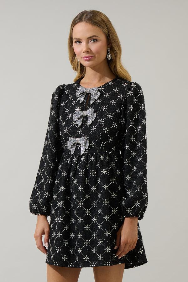Sugarlips Whitney Tweed Glow Bow Dress
