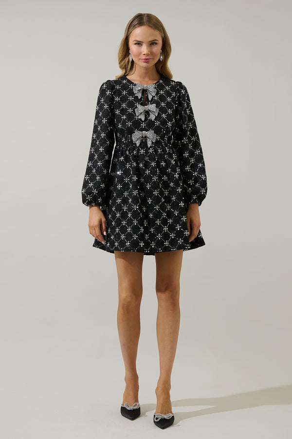 Sugarlips Whitney Tweed Glow Bow Dress