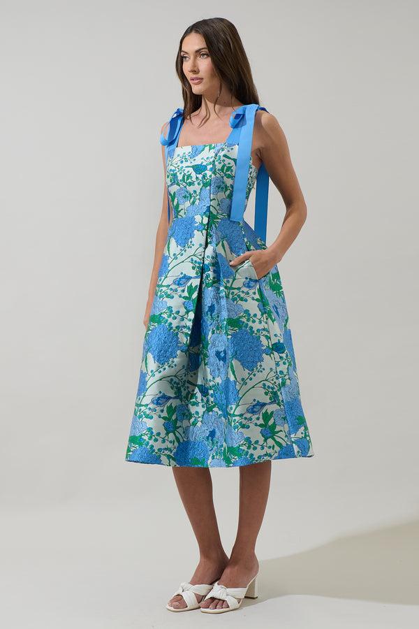 Sugarlips Willa Floral Dina Pleated Midi Dress