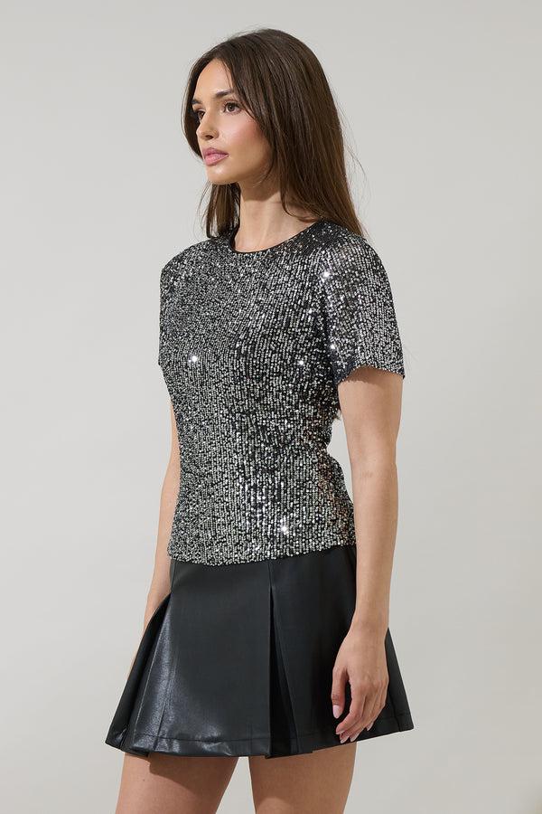 Sugarlips Willard Sequin Liny Crop Top