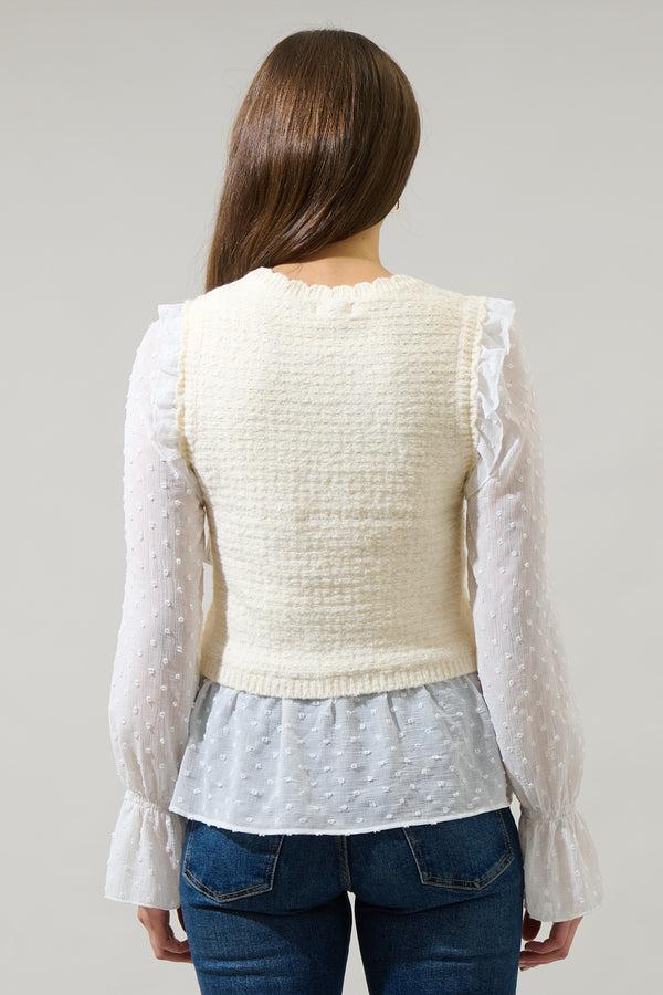 Sugarlips Willette Ruffle Sweater Vest Top