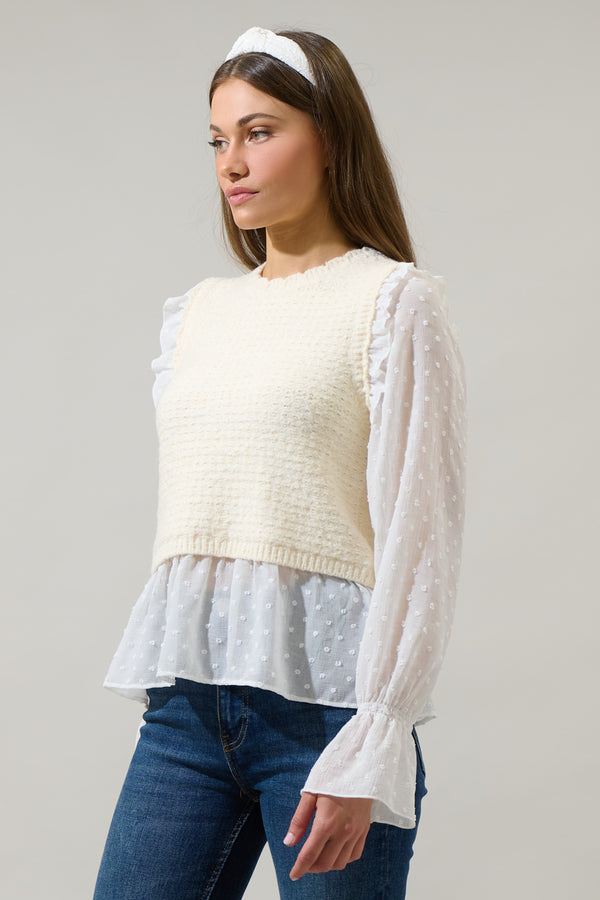 Sugarlips Willette Ruffle Sweater Vest Top