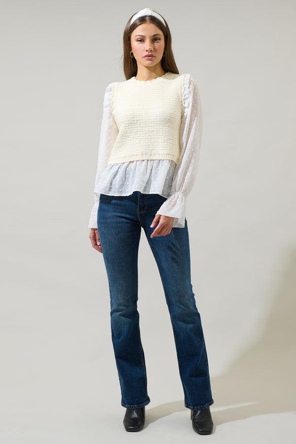 Sugarlips Willette Ruffle Sweater Vest Top