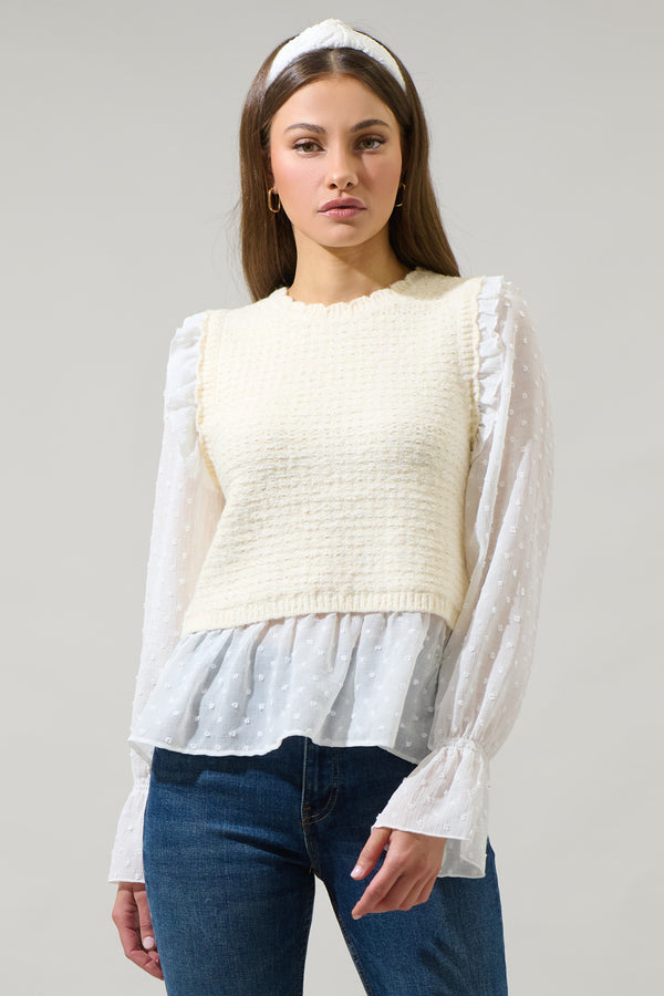 sugarlips Willette Ruffle Sweater Vest Top