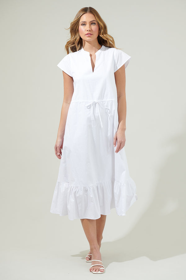 Sugarlips Willow Dust Split Neck Midi Dress