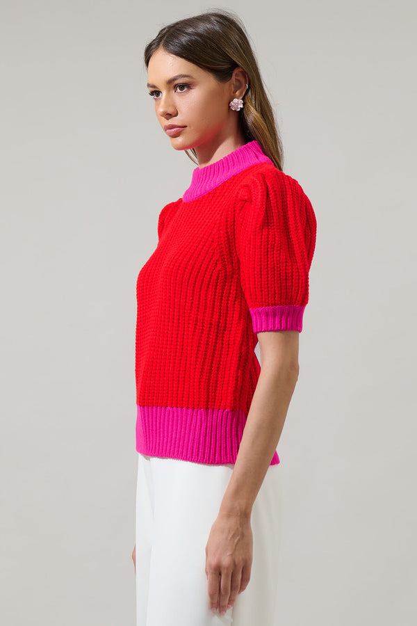 Sugarlips Winry Color Block Sweater Top