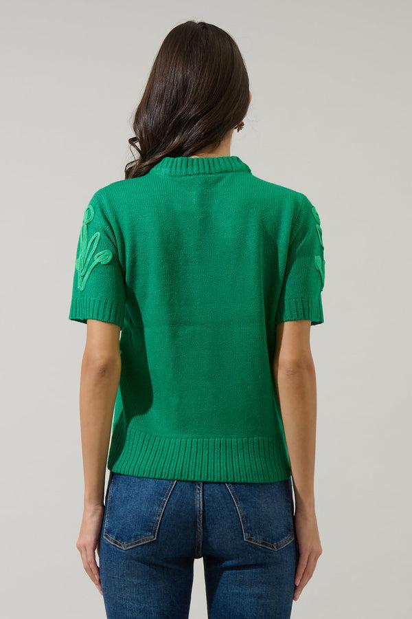 Sugarlips Winsley Floral Embroidered Sweater Top