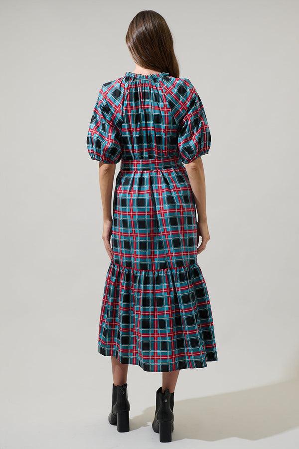 Sugarlips Winston Plaid Wynette Tiered Midi Dress