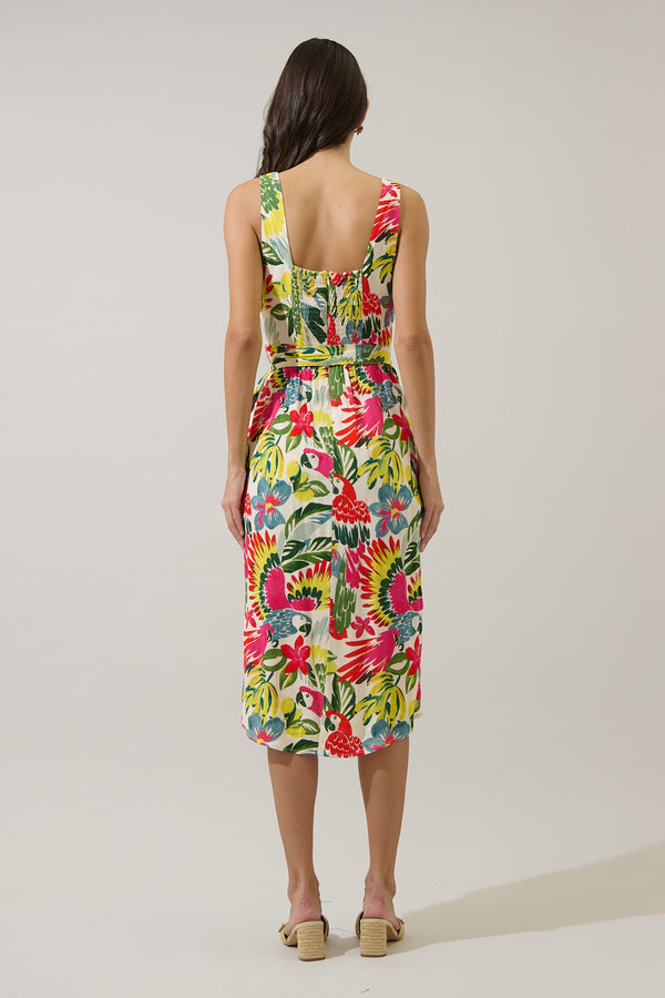 Sugarlips Wissa Tropical Beli Wrap Midi Dress