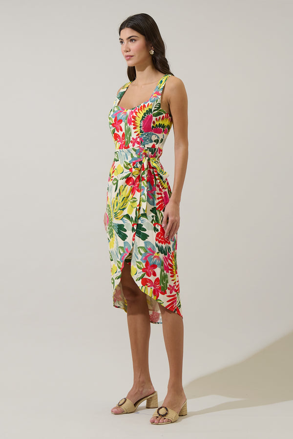 Sugarlips Wissa Tropical Beli Wrap Midi Dress